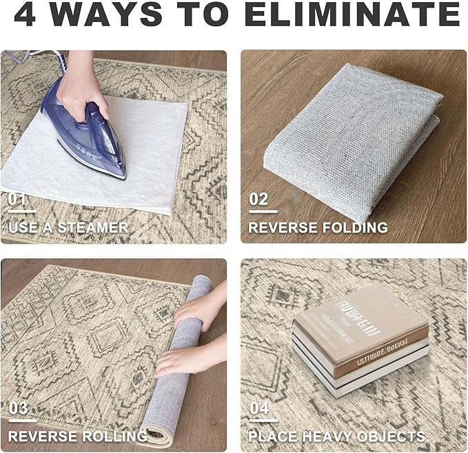 KILOCOCO Hallway Runner Rug 2'x8' Runners for Hallways Washable Runner Rug Non Slip Rubber Backed Low-Pile Runners for Bedroom Kitchen Living Room Laundry Room Boho Rugs, Beige/Gray/Green
