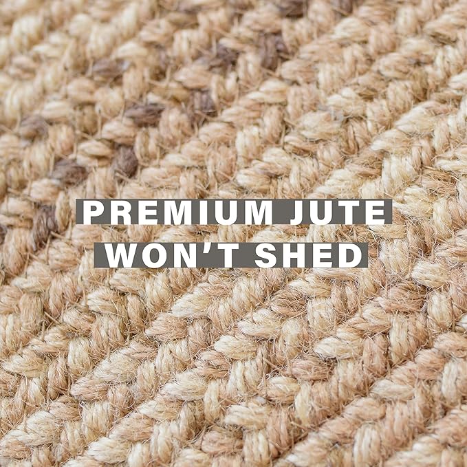 Homespice Cookie Dough Oval Braided Rug 27x45 - Jute Braided Brown Kitchen Rug for Rustic Decor, Durable and Low Maintenance No-Shed Jute