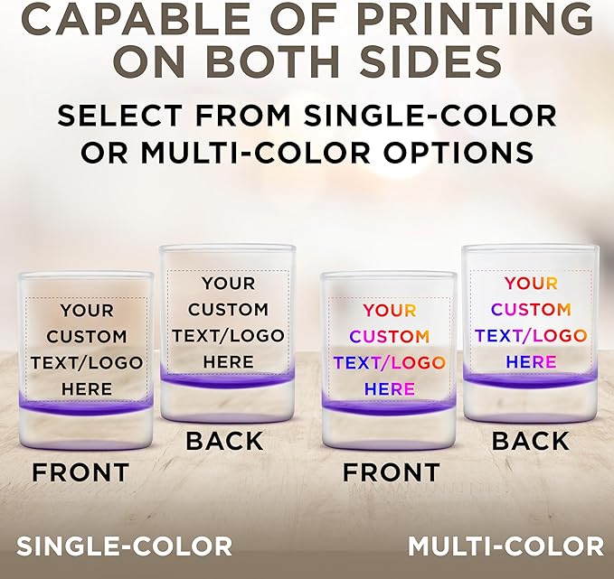 DISCOUNT PROMOS Custom Arc Votive Candle Holders 3 oz. Set of 72, Personalized Bulk Pack - Thick Base, Perfect for Wedding, Anniversary and Party Favors - Purple Bottom