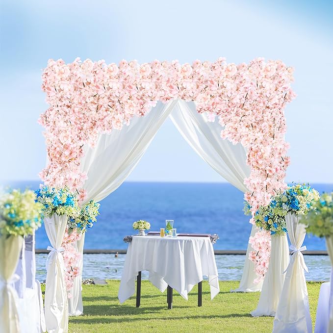 Sggvecsy Cherry Blossom Garland Artificial Cherry Flower Vines 8 Pack Hanging Silk Flowers Garland for Home Wedding Garden Party Arch Office Decor (Pink)