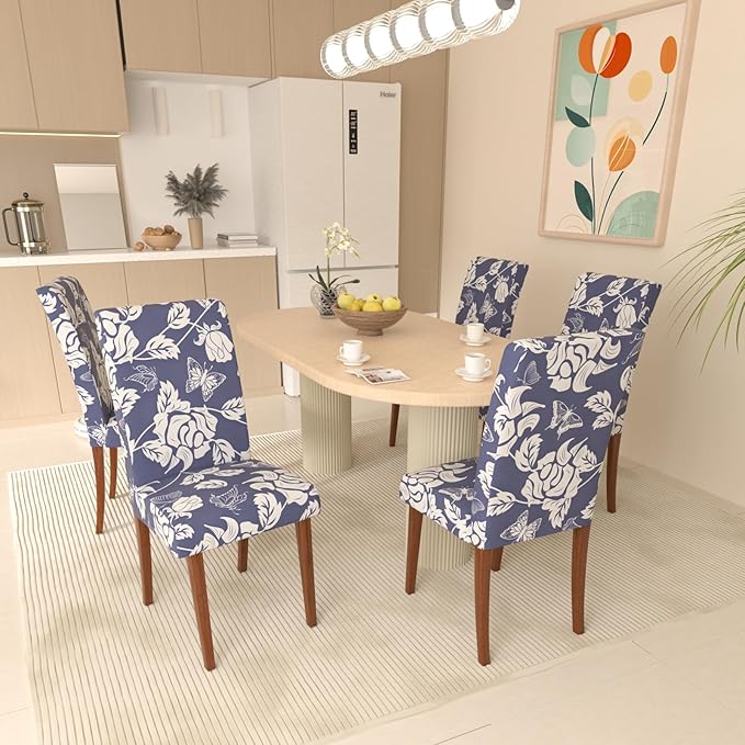 Stretch Dining Chair Covers Set of 2,Floral Print Chair Covers,Soft Removable Washable,Pet Friendly Furniture Protector,Universal Chair Slipcovers for Home, Kitchen,Ceremony Dining Room Seat