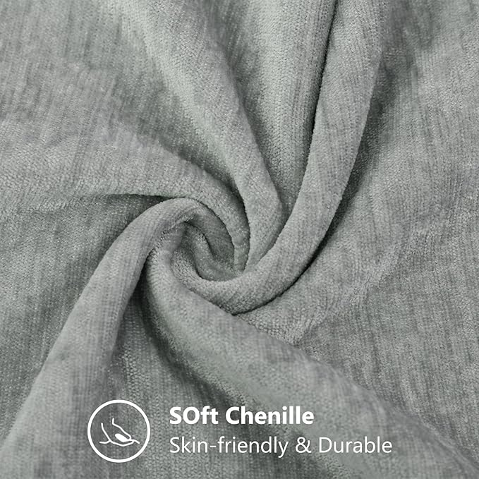 decorUhome Chenille Grey Christmas Throw Pillow Covers 16x16 Inch Set of 2, Decorative Soft Couch Pillow Covers Solid Dyed Accent Farmhouse Neutral Square Pillow Cases for Sofa