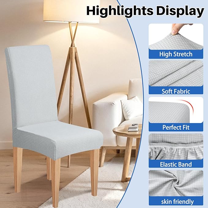 Dioxide Waterproof Chair Covers for Dining Chairs, Stretch Dining Chair Covers Set of 4, Parson Chair Slipcovers, Removable Washable Kitchen Chairs Seat Covers Protectors for Home Restaurant Banquet