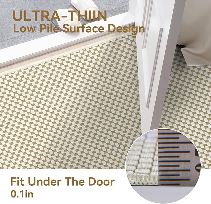 3x5 ft Area Rug Entryway Runner Rug Non Slip Washable, Boho Woven Kitchen Runner Rugs Door Mat Entry Rugs Carpet for Indoor Foyer Backdoor Hallway Floor Bedroom Living Room, Beige