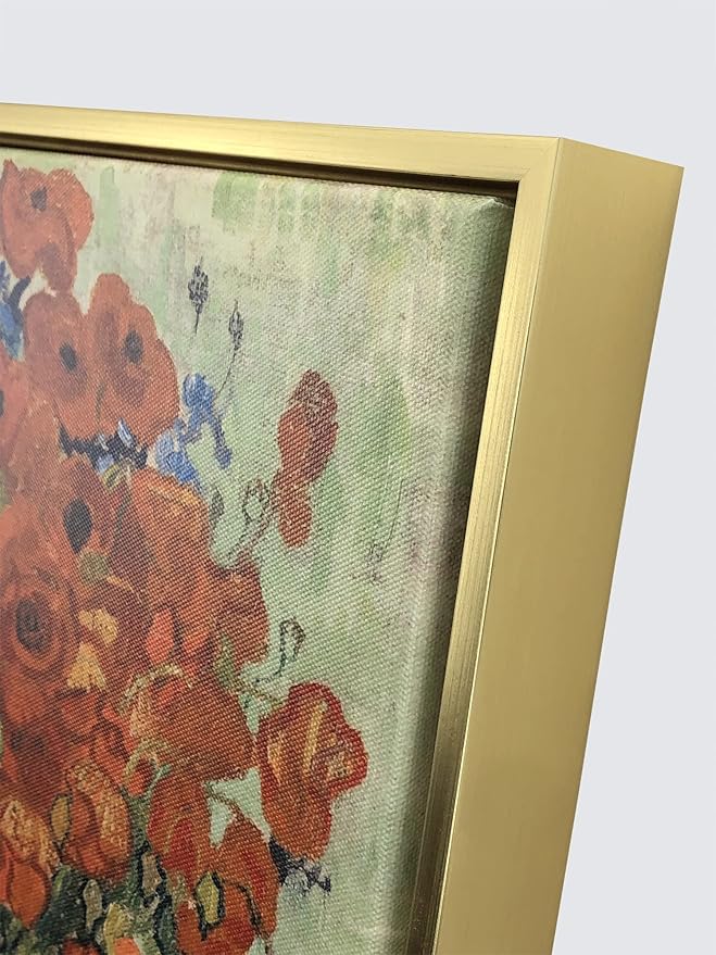 Wieco Art Gold Framed Art Red Poppies and Daisies Large Canvas Prints Wall Art of Van Gogh Famous Artwork Oil Paintings Reproduction Classical Flowers for Living Room Home Decor