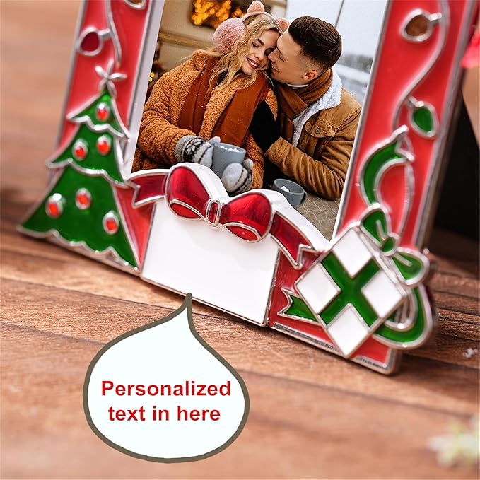 2023 Red Picture Frame Ornament, Mr & Mrs Couples Family Christmas Tree Photo Frame Ornament Decor Romantic Couples Gifts Ideas Table or Xmax Tree Two Ways Using (Red 3)