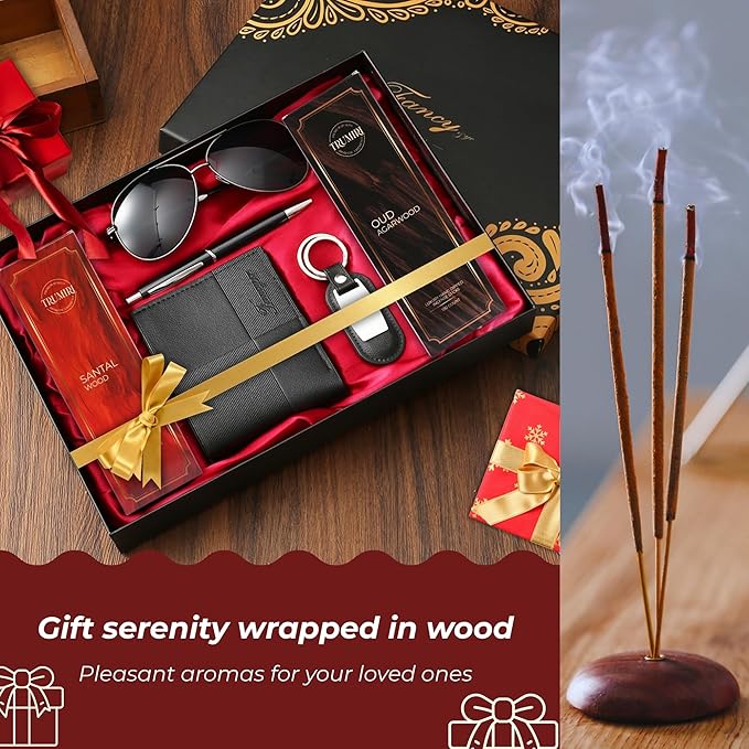 Oud Agarwood & Santal Wood - Combo Pack of Incense Sticks - 100 Insence-Sticks of Each Scent - Total 200 Inscents - Natural Insense Made with Non Toxic Ingredients and Essential Oils
