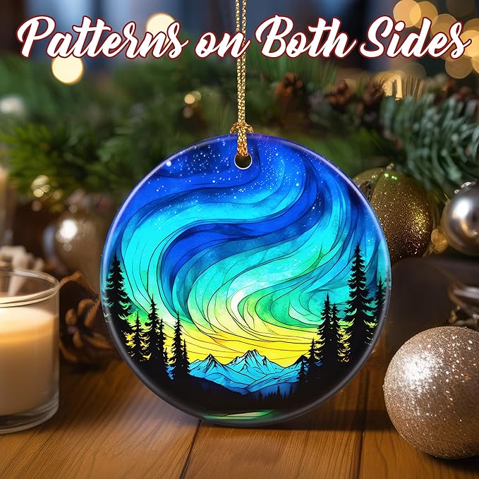 Christmas Ornaments, Dodosky 2.8in Ceramic Ornament, Xmas Decor, Christmas Tree Ornaments, Xmas Decorations for Tree, Holiday Ornament, Gift Ideas, Gifts for Women Men Mom Grandma - Northern Lights