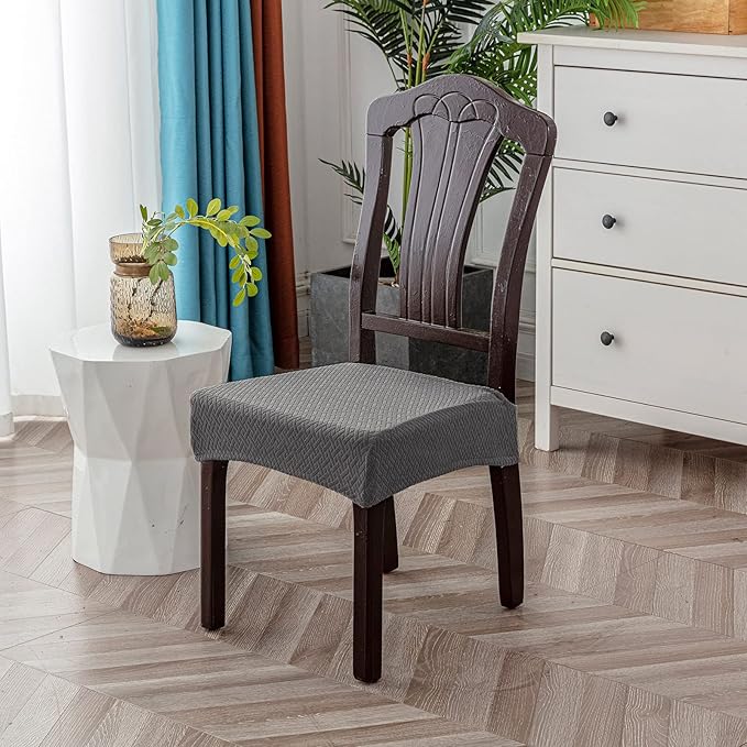 Genina Waterproof Seat Covers for Dining Room Chair Covers Waterproof Dining Chair Covers (4 PCS-Rear-gapped, Grey)