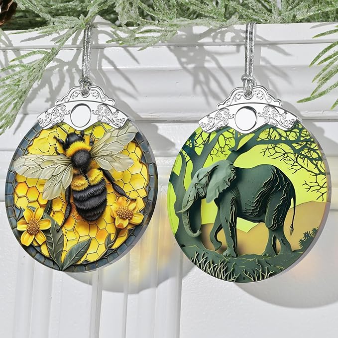 3" Stained Glass Bee Ornament, Christmas Ornament, Christmas Ornaments for Tree, Heirloom Keepsake, Gift Exchange, Gift Idea, Bauble Present