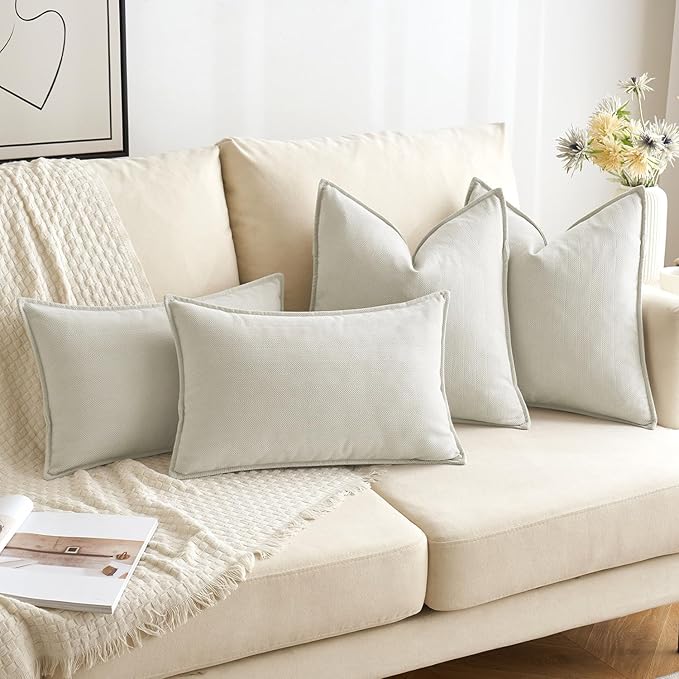 MIULEE Pack of 2 Christmas Cream White Decorative Pillow Covers 26x26 Inch Soft Chenille Luxurious Couch Throw Pillows Boho Cushion Covers Euro Shams with Elegant Design for Sofa Bed Home Decor