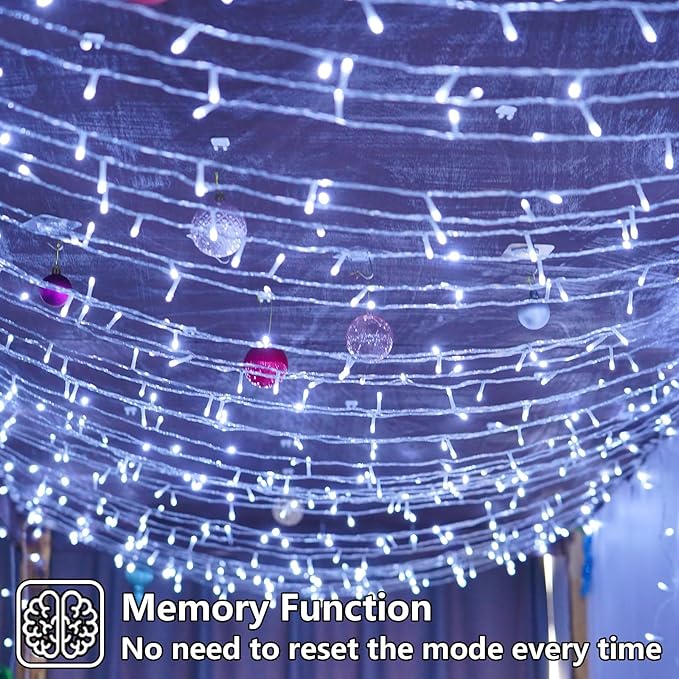 YEGUO 165ft 500 LED White Christmas Lights Outdoor Waterproof, Clear Wire String Lights Indoor, Twinkle Tree Lights Plug in with Timer Memory