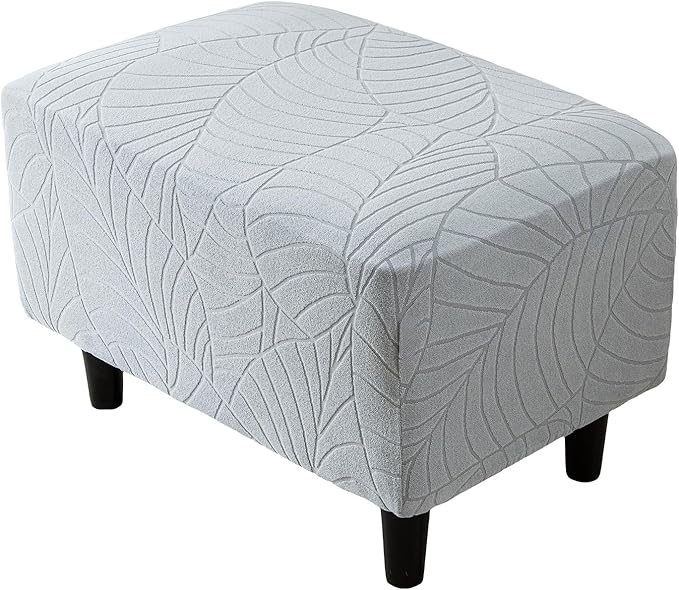 Eco-Ancheng Ottoman Cover Stretch Rectangle Footrest Stool Slipcover Ottoman Bench Covers Jacquard Footstool Protector Covers Storage Ottoman Slipcovers for Foot Stool with Nonslip Elastic Bottom,06
