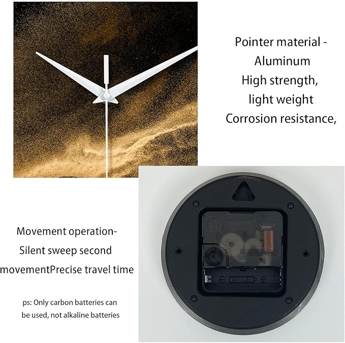 Black and Glod Wall Clocks for Living Room Decor Glass Wall Clock Battery Operated 16 Inch Silent Wall Clock Non Ticking