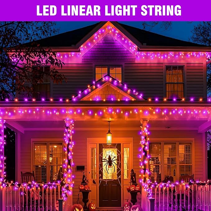 400FT Halloween String Lights Purple and Orange – LED Extra Long Outdoor Waterproof Fairy Lights with Remote, Dimmable Timer Decorative Lights for Yard, Party, Home, Holiday Décor (Purple Orange)