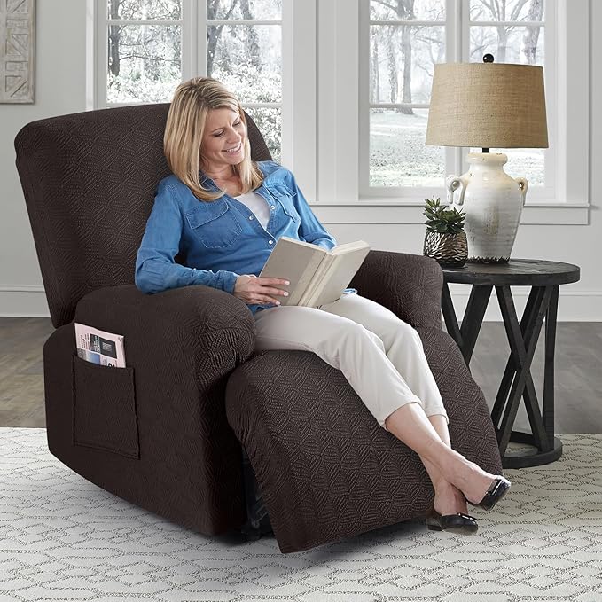 Timeles Recliner Covers Recliner Chair Covers Reclining Couch Covers Sofa Slipcovers Stretch Soft Washable (Single-Seater, Chocolate)