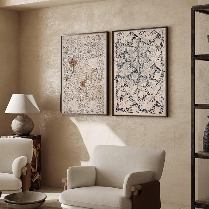 Vintage Botanical Wall Art Prints Set of 2 Antique Sketch Wall Art Decor Neutral Flower Canvas Wall Art Floral Pictures Farmhouse Painting Vintage Floral Artwork for Room Bedroom 12x16 Inch Unframed
