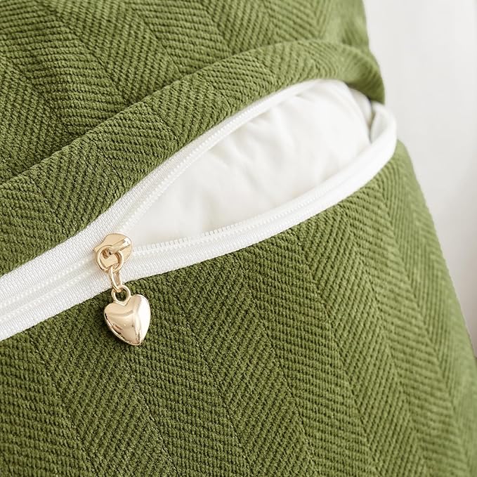 MIULEE Pack of 2 Moss Green Decorative Pillow Covers 26x26 Inch Soft Chenille Luxurious Couch Throw Pillows Farmhouse Cushion Covers Euro Shams with Elegant Design for Sofa Bed Living Room Home Decor