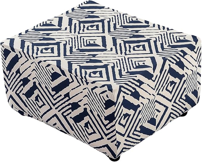 HAOYONG Ottoman Cover Square, Stretch Ottoman Slipcover Printed, SoftFoot Stool Cover Protector with Nonslip Elastic Bottom Removable Washable