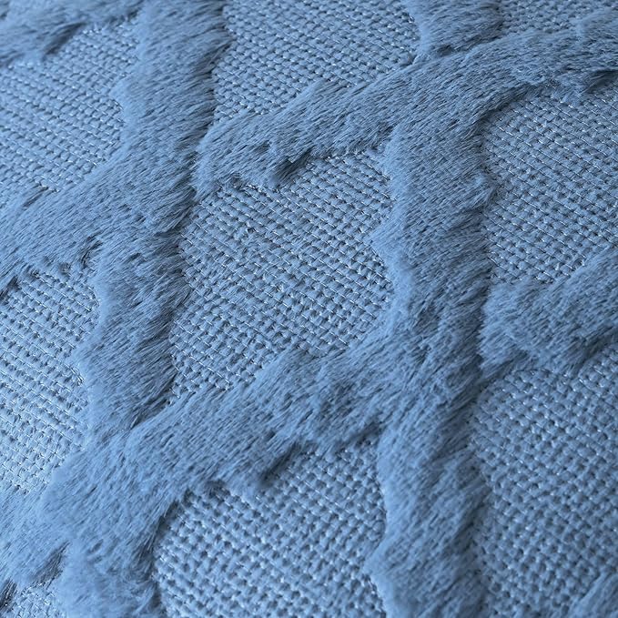 Set of 2 Soft Moroccan Throw Pillow Covers 16x16 Inch Plush Boho Decorative Pillow Cover Accent Cushion Case for Couch Sofa Bed, Grey Blue