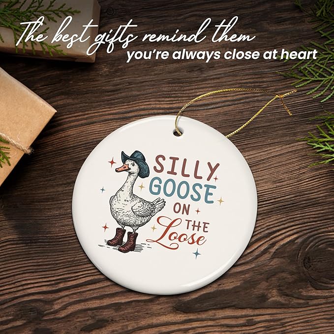 TEEZWONDER Christmas Funny Gifts for Women - Ceramic Christmas Ornaments 2025 for Xmas Decorations - Silly Goose Gifts for Mom Sister Friends, White Elephant Gift for Adults, Stocking Stuffers