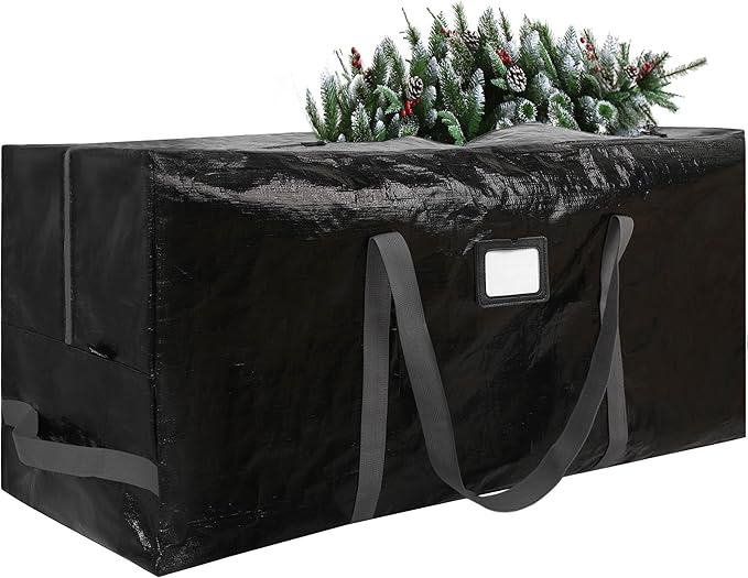Large Christmas Tree Storage Bags Heavy Duty Tree Bags Holiday Storage Bags Protects From Moisture Or Dust,Alternative To Xmas Tree Storage Box (Black, 7.5 Ft)