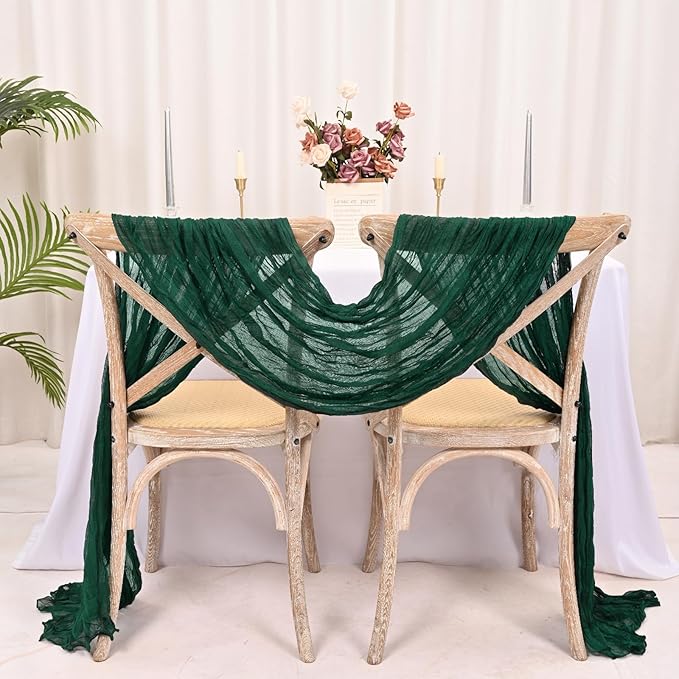 15 Pack Emerald Green Cheesecloth Table Runner 17 x 108 Inch Fall Thanksgiving Boho Rustic Farmhouse Gauze Cheese Cloth Runner for Wedding Party Baby Shower Home Decor Holiday Decorations