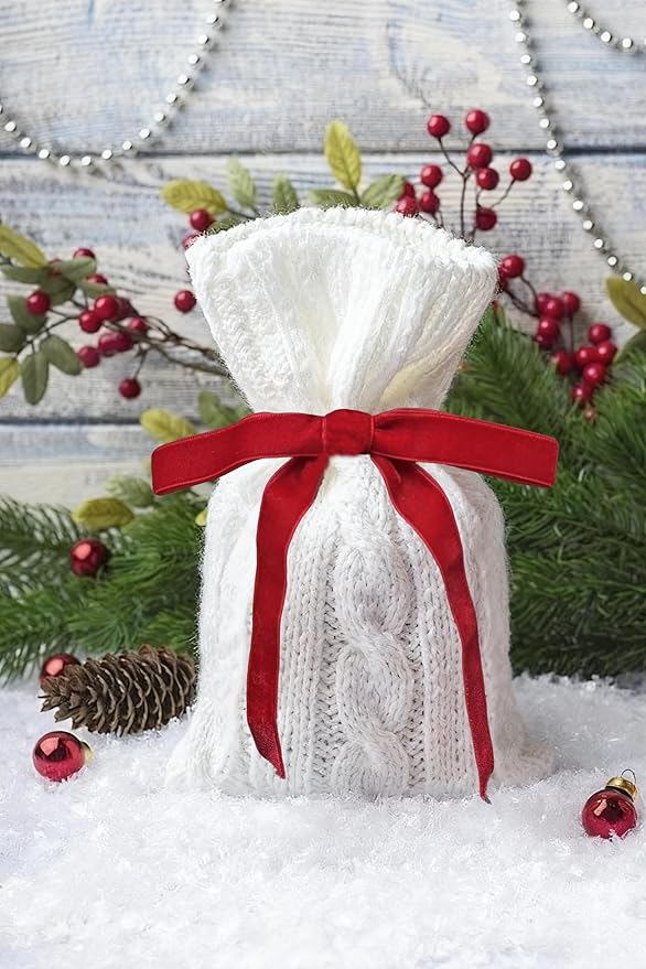30 Pcs Velvet Christmas Tree Bows Decorations, Vintage Velvet Ribbon Bows with Twist Tie for Wreath Garland Gift Wrapping Indoor Outdoor Decor(Red & Khaki)