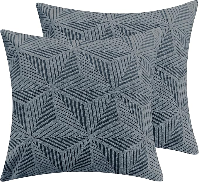 YEMYHOM Pack of 2 Throw Pillow Covers 18 x 18 Inch High Stretch Jacquard Pillowcase for Couch Sofa Living Room Home Decor, Dark Gray