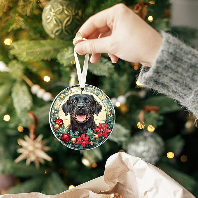 TUMSHANIP Black Lab Ornament - Black Labrador Christmas Ornaments - Dog Gifts for Women Men, Dog Lovers Gifts - Dogs Ornaments 2025 - Acrylic Christmas Ornament 2025