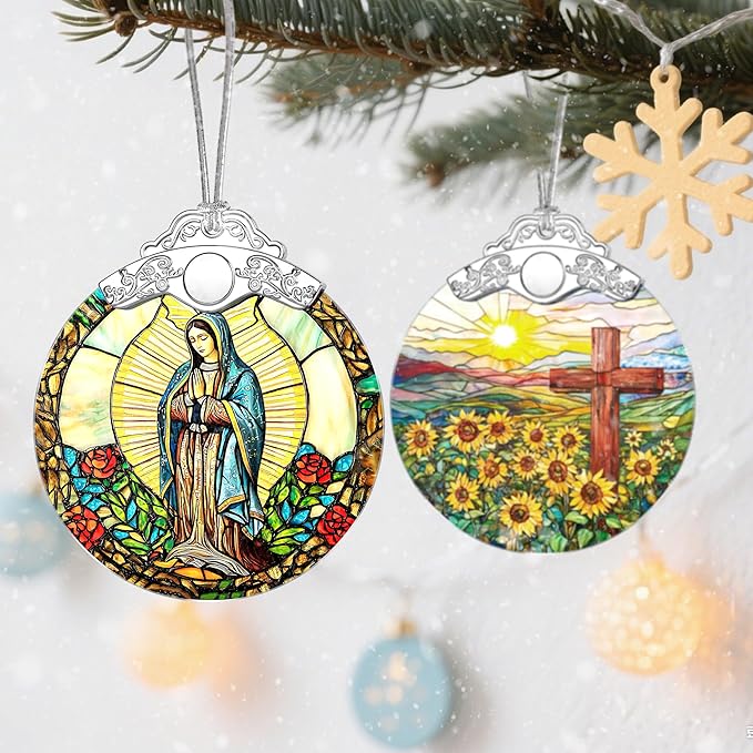 Stained Glass Religious Ornament, Christian Christmas Decorations, Christmas Ornaments for Tree, Catholic Home Decor, Religious Gifts, Faith Gifts for Christian, Gift Ideas & Xmas Gift