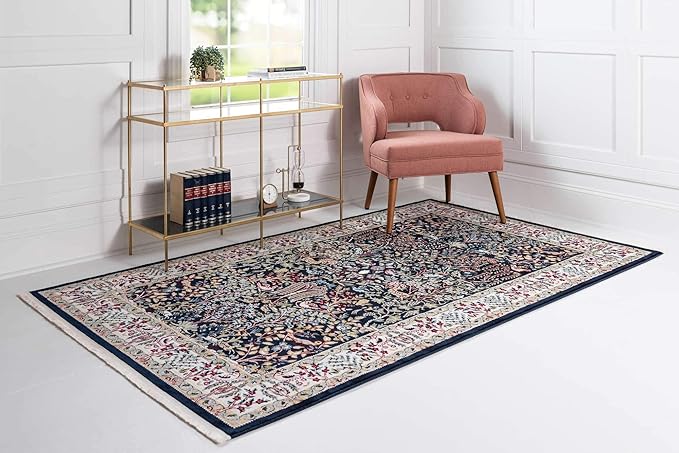 Unique Loom Narenj Collection Area Rug - Bristol (10' x 13' Rectangle, Navy Blue/ Beige)