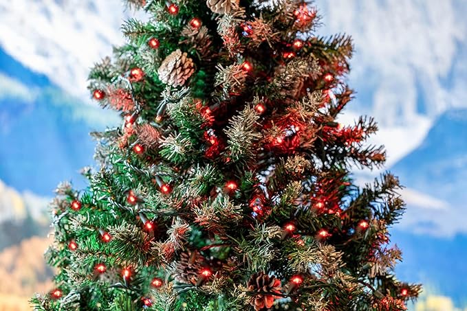 Novelty Lights 25 Feet 50 LED True Twinkle Red Outdoor Christmas String, 100% Twinkle 5mm LED Lights on Green Wire, Commercial Grade UL Listed, Connectable End to End