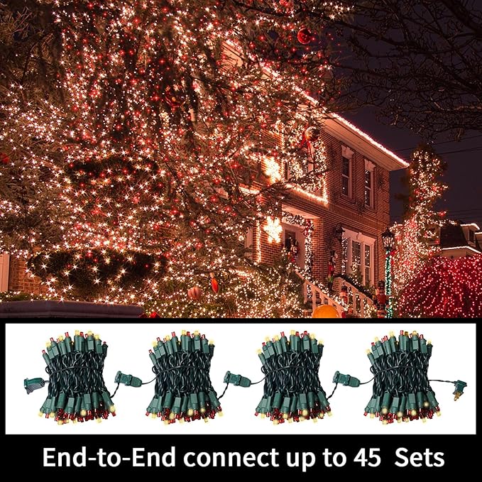 LAMPHOME 100 Count RED and Warm String Lights - 21.6FT LED Christmas Lights, Mini led Lights for Indoor Outdoor Home Holiday Party Wedding Independence Day Decoration