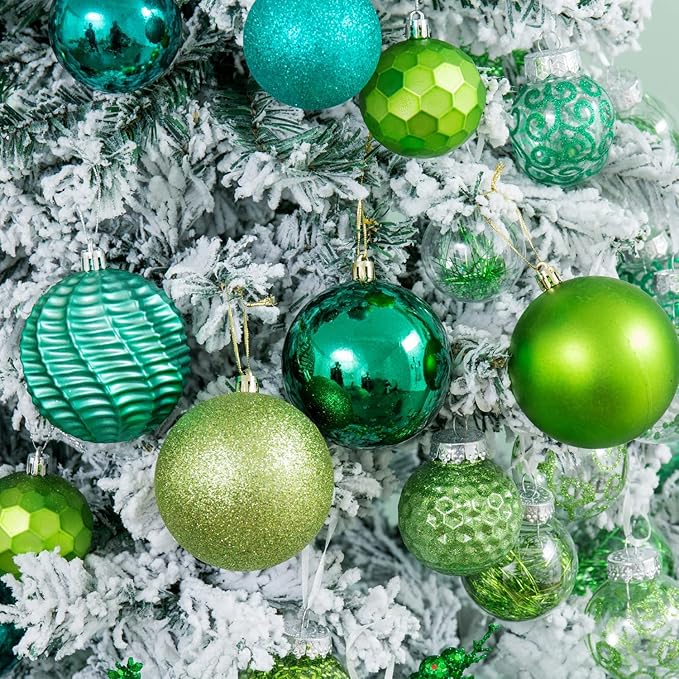XmasExp 16ct Christmas Ball Ornaments Shatterproof Xmas Tree Hanging Balls Decorations Perfect for Holiday Wedding Christmas Decor (Malachite Green, 3.15")