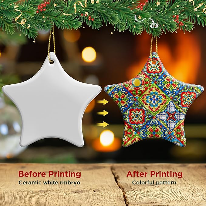 Christmas Ornaments 2025,Mexican Talavera Ornaments for Christmas Tree Holidays Ornaments Decorations,adornos de Navidad Ceramic Ornaments Xmas Gifts Idea for Home Decor