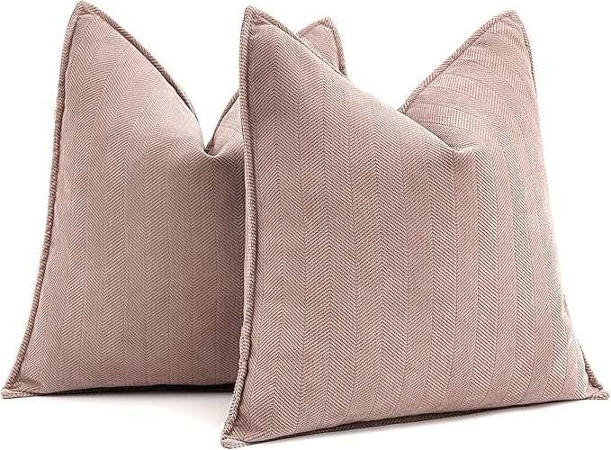 MIULEE Pack of 2 Blush Pink Decorative Pillow Covers 20x20 Inch Soft Chenille Luxurious Couch Throw Pillows Farmhouse Cushion Covers with Elegant Design for Sofa Bedroom Living Room Home Decor