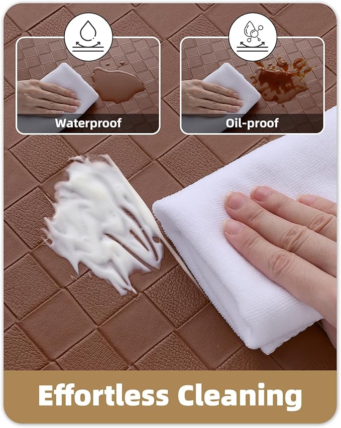 Color&Geometry Anti Fatigue Cushioned Kitchen Floor Mats,17"X71",Long Runner Rug Non Slip Waterproof,Memory Foam Padded Standing Mat for Front Sink,Brown
