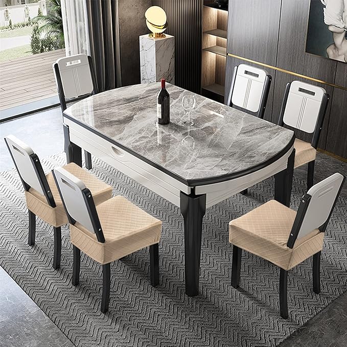 Genina Waterproof Seat Covers for Chairs,Set of 2 Dining Room Chair Seat Covers for Kitchen,Stretch Jacquard Removable Washable Dining Chair Slipcovers Protectors with Rear Covers, Khaki
