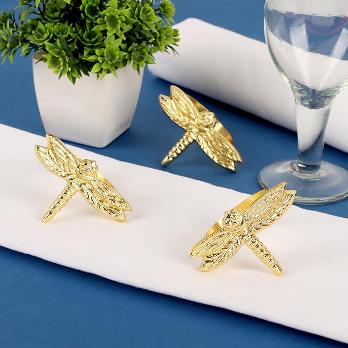 ALPHA Living HOME Napkin Rings, Napkin Ring Set of 12, Napkin Holders for Dining Table Settings Thanksgiving Metal Serviette Ring Rustic Table Décor for Weddings, Parties, and Everyday Use (Gold)