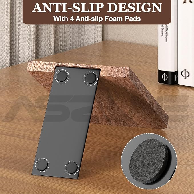 1Pair Book Ends for Heavy Books,Square Bookends Wood Book Ends Universal Economy Bookend