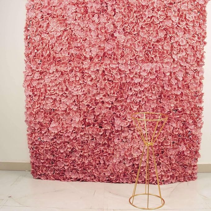 Efavormart 4 PCS Pink & Dusty Rose Silk Hydrangea Flower Mat Wall Wedding Event Decor for DIY Centerpiece Arrangement Party Decorations