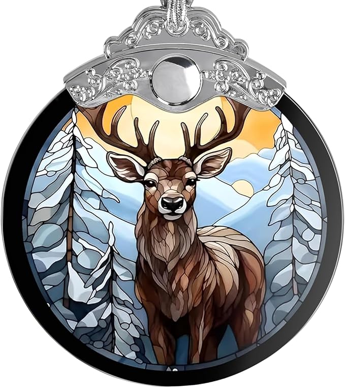 Deer Ornament 2025 – Stained Glass Effection Acrylic Hanging Decor, Holiday Keepsake, Deer Ornaments for Christmas Tree, Christmas Ornament, Ornaments for Tree, Gift for Wildlife Lovers