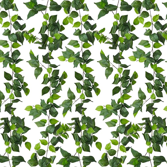 RECUTMS Artificial Vines Ivy Garland 6 Strands Fake Vine with Silk Green Leaves Hanging Plants Greenery Artificial Garland for Spring Home Wall Bedroom Party Wedding Room Valentines Day Decor