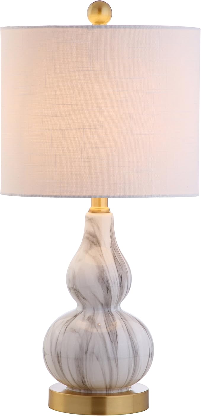 JONATHAN Y JYL1028D Anya 20.5" Mini Glass LED Table Lamp, Transitional, Glam, Midcentury, Modern, Elegant, Office, Living Room, Family Room, Dining Room, Bedroom, Hallway, Foyer, Black/White