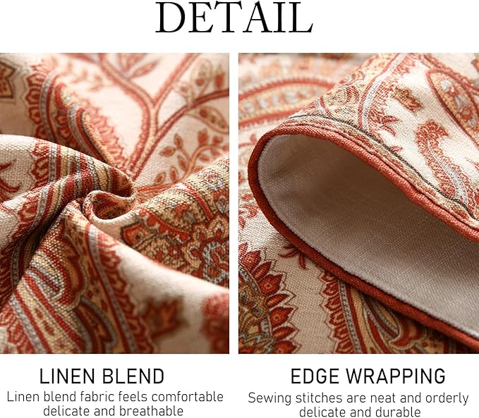 ISAENNE Designer Elegant Red Linen Table Runner 71 Inches Long,Vintage Paisley Pattern Durable Table Runners for Dining Tables,Thanksgiving,Kitchen Tables,Christmas,12"*71"-Chauffrey A