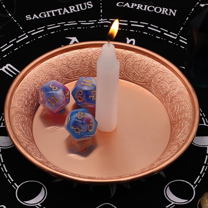 Copper Offering Prayer Ritual Bowl - Hand-Hammered Brass Decorative Plate Great for use Smudging, Incense Burner Holder,Candle Dish, Ash Catcher,Jewelry Dish,keys Basket
