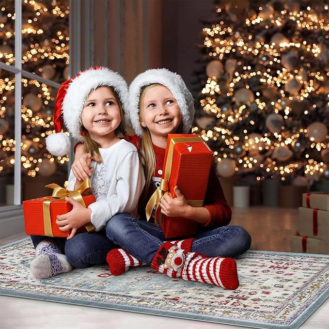 Collive Boho Kitchen Rugs and Mats 2PCS Cushioned Anti-Fatigue Floor Mat, Waterproof Kitchen Rug Set of 2 Non-Skid Comfort Standing Mat for Kitchen,Home,Office,Sink,Laundry,17"x30"+17"x59"