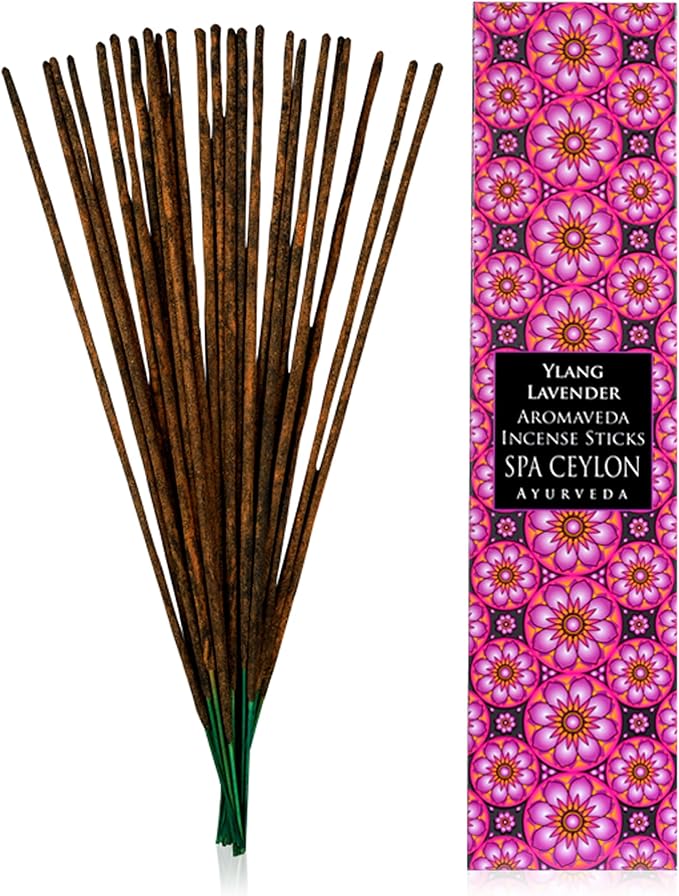 SPA CEYLON Ylang Lavender Aromaveda Incense Stick | Calming Home Fragrance | Hand-Rolled Scented Sticks for Aromatherapy