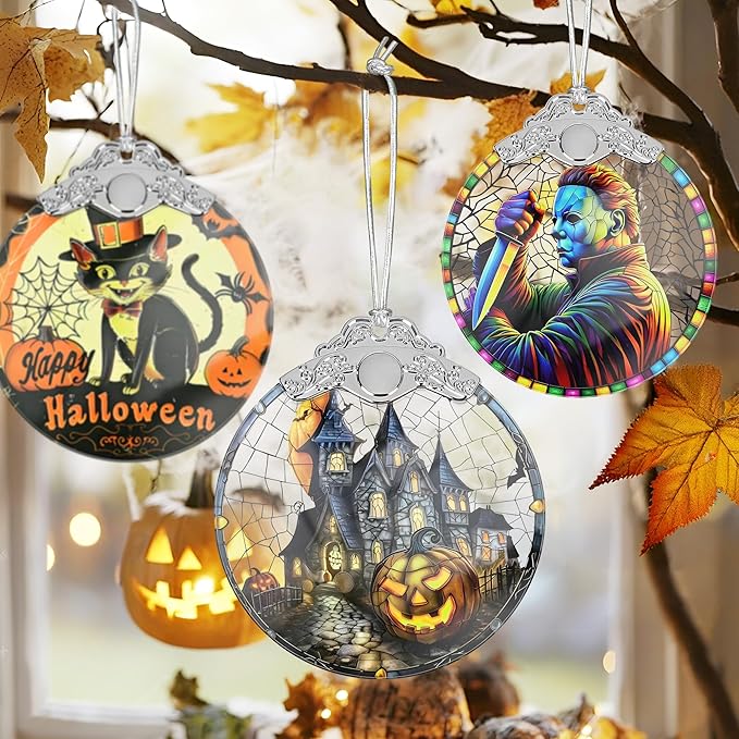 Stained Glass Decor - Christmas Ornaments - Christmas Tree Ornaments - Holiday Decorations - Gift Exchange - Gift Ideas - Gifts for Xmas (Haunted Mansion Town)